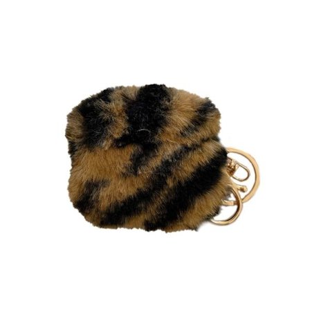 AirPods 3 fodral i leopardfuskpäls med spänne - Svart / Brun