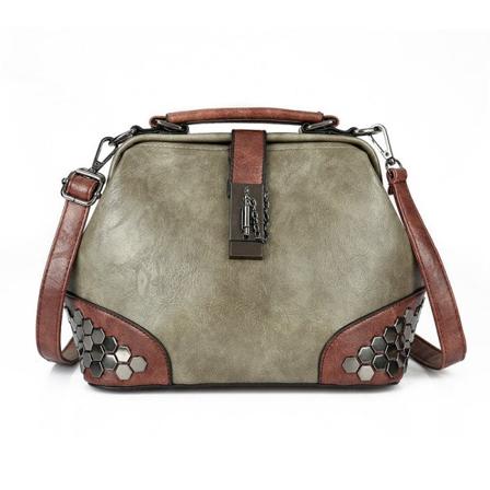 Kvinder Dame Håndtaske Lås Skulder Nitte Taske Bærbar Messenger Bag Green