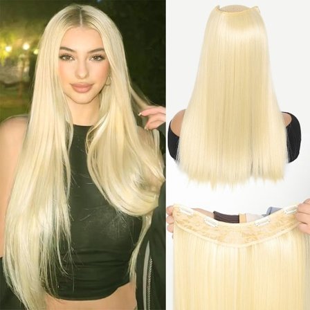 Syntetisk V-formad hårförlängning lång rak svart blond brun 4 klämmor osynligt hårstycke 16-28 tum Clip In Hair Extension
