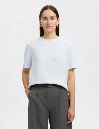 Selected Slftenny Ss Boxy O-Neck Tee Noos - White - XL