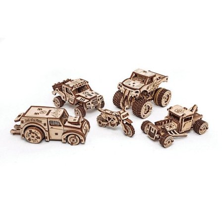 3D træmodel - 5 køretøjer fra 7 til 11,8 cm