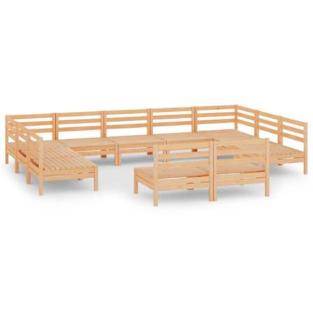 Vidaxl Loungegrupp För Trädgården 11 Delar Massiv Furu Brun