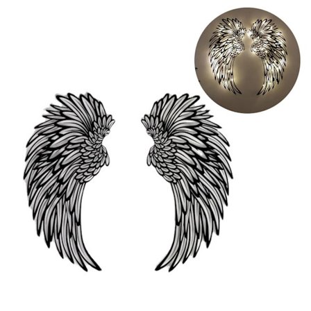 Enkeltengelin Siivet Seinätaide Seinäkoriste LMED VALOILLA