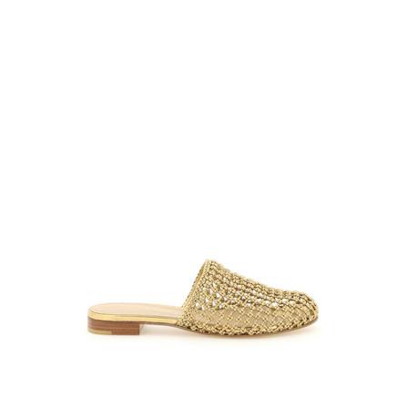Salvatore Ferragamo, woven nappa leather mules Żółty, Kobieta, Rozmiar: 38 1/2 EU