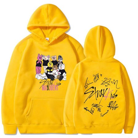 Stray Kids Dam Hoodie Hip-Hop Stray Kids Tröja Jacka - Gul - Storlek S Gul S