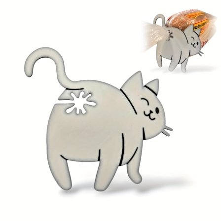 Sett med 4 assorterte fargede brødklyper med kattetema - Lekne kjøkkenredskaper med kattemotiver, ideelle for å forsegle plastposer for brød og snacks