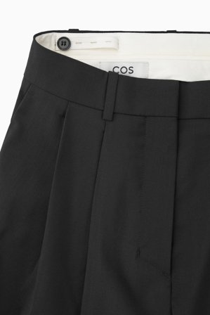 COS Femme Pantalon De Tailleur Large En Laine Décontracté in Noir