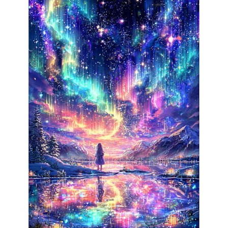 Diamond Art Kits til voksne, 5D DIY Nordlys Diamantmaleri Kits til voksne begyndere, Diamond Dots Kits Gem Arts Crafts til boligindretning