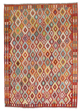 Oosters Kelim Vloerkleed 259X338 Donkerrood/Bruin Groot Wol, Afghanistan