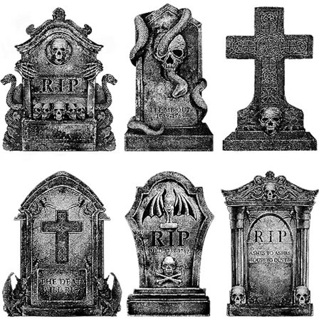 Halloween Dekorativa Utomhus Kyrkogårds Gravvårdar: 6st Stora Gravsten Halloween Dekorativa Gårdsskylt med Insatser, 16 Tum