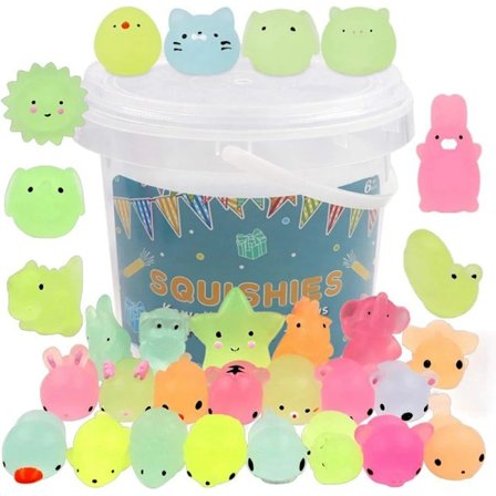 36 bitar för Barn Kawaii Djur Squishies Mochi Squishy Toys Glow in The Dark