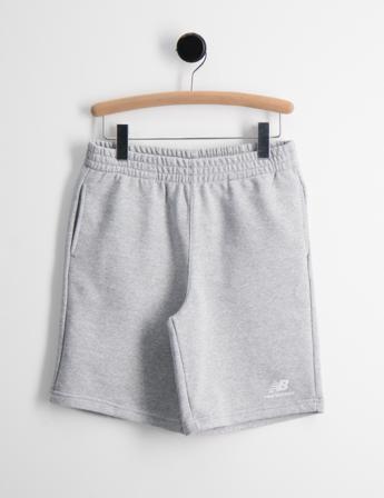 New Balance Stacked Logo French Terry Short Grau Shorts Unisex - Kidsbrandstore