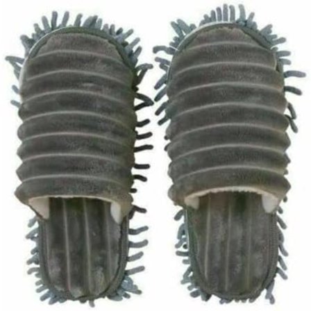 1 par (Grå, L) rå randiga lata glidtofflor avtagbar golv