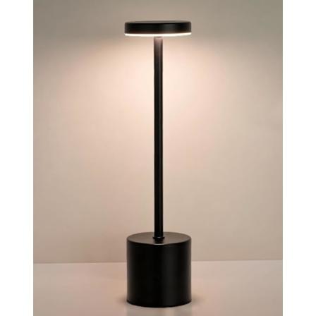 Trådløs oppladbar dimbar LED-bordlampe i aluminium med berøringsskjerm, nattlys for restaurant, hotell, stue, leserom, svart