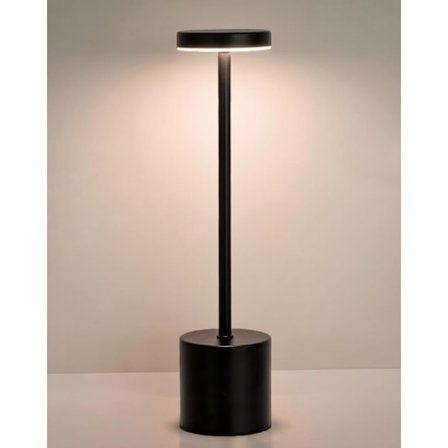 Led-bordlampe i aluminium med berøringsfølsom dæmpning, trådløs og genopladelig, nattelys til restauranter, hoteller, stuer, læseværelser, sort