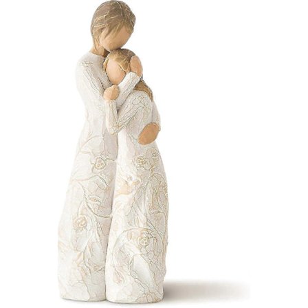 Willow Tree Nær Meg, uttrykker kjærlige forhold mellom mor og datter, Skulpturert håndmalt figur