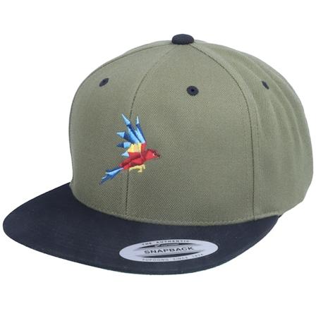 Origami - Grønn snapback Caps - Flying Paper Parrot Coyote Olive/Black Snapback @ Hatstore