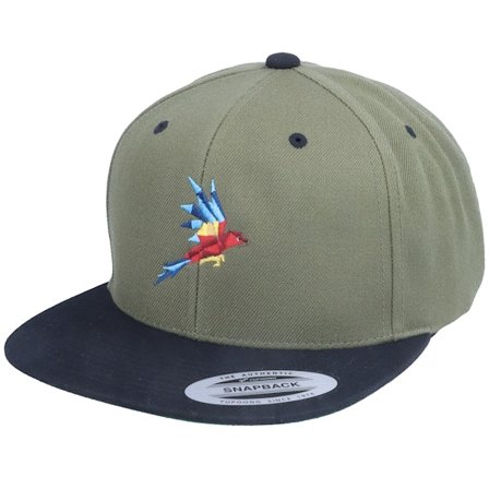 Origami - Verde snapback Cappellino - Flying Paper Parrot Coyote Olive/Black Snapback @ Hatstore