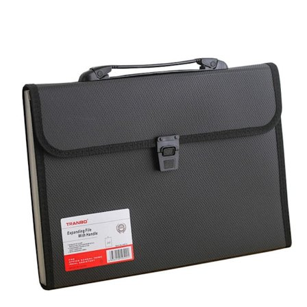 Utvidbar Filmappe Akkordeonmappe Papirdokument Oppbevaring SVART