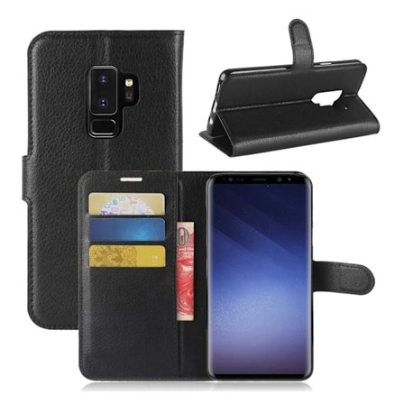 Samsung Galaxy S9 Plus Etui laget av kunstlær og silikon - Svart