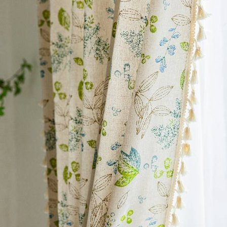 Kasvitieteellinen painatus puolihimmenevät ikkunat verhoaa maalaistyylinen puuvilla olohuoneeseen makuuhuoneeseen