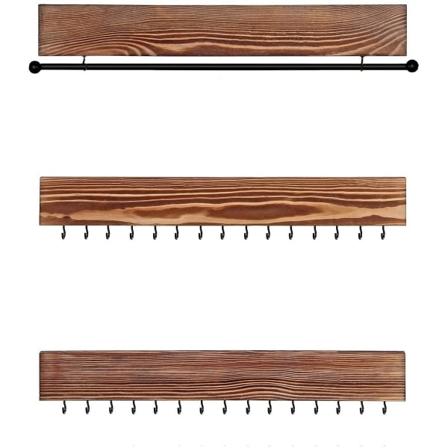 Rootz Smycken Display - Smyckeshållare - Väggmonterad - Set med 3 - 30 krokar - Örhängen - Halsband - Brun - 40 x 1,3 x 7 cm