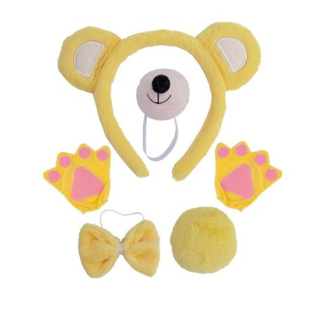 Bjørnekostume Sæt Bjørneører Hårbøjle Hale Sløjfe Næse Handske Tutu Dyre Cosplay Kostumer Halloween Julefest Børn