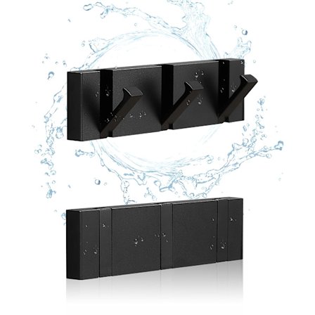 2-pakning, vanntette håndklekroker for bad, svarte sammenleggbare håndklekroker, veggmonterte håndklekroker for bad, kleshengere, design uten hull, 