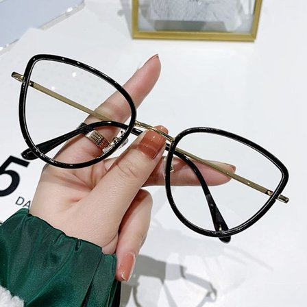 Blå ljusfilter Datorglasögon Kattögonbåge Fotochromatiska Linser UV-blockerande Solglasögon Glasögon För Spel Studenter