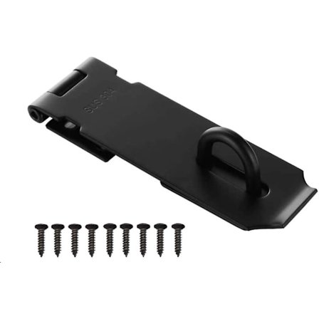 Hänglåsbeslag 6 tum Dörrlås, Hänglåsbeslag Ytterdörrlås Med Skruvar, Dörrlås I Rostfritt Stål För Dörr, Låda, Garderob (svart)