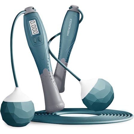 Hoppetau med teller - Trådløst hoppetau - Hopp uten tau for trening - Hastighetshoppetau med digitalt håndtak