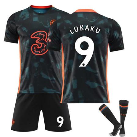 Chelsea 2 Borte #9 Romelu Lukaku T-skjorte Uniform Fotballtrøye 18