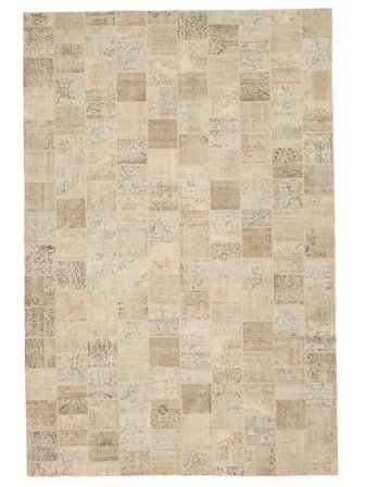 Hand Knotted Patchwork Rug 399X596 Orange/Beige