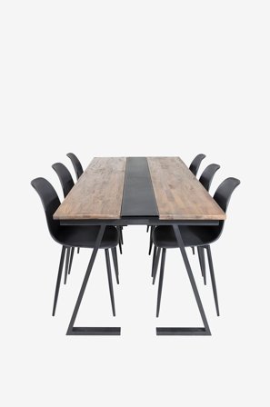 Venture Home - Matgrupp Japan inkl 6st matstolar Penally - Svart - Matgrupp 6 personer - Från Homeroom