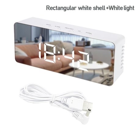Dewenwils LED Digital Spegelklocka Snooze Bordsklocka Alarm C DXGHC