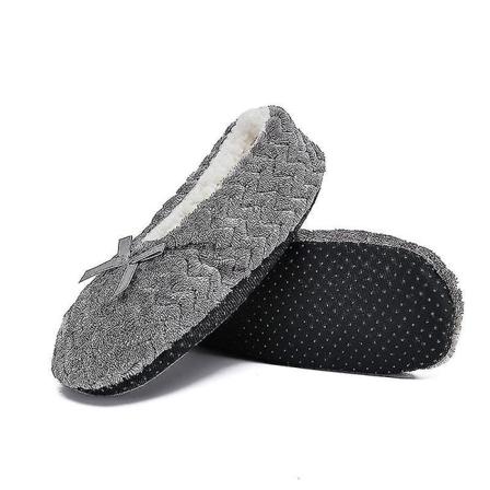 Dame Innendørs Varme Fleece-tøfler Vinter Myk Koselig Sklisikker plysj-slip-on-sko Dark Gray 39-41