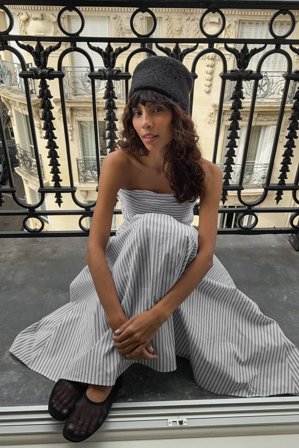 Linn Eklund x NA-KD Randig maxiklänning utan band - Axelbandslösa klänningar - Randig - EU 40