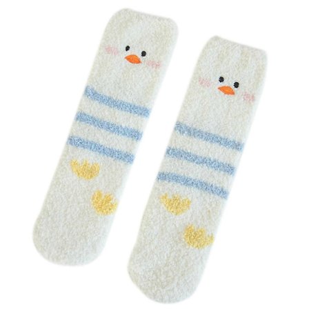 Vinter Koral Fløjl Fuzzy Tøffelsokker And Pingvin Broderi Plys Strømpebukser