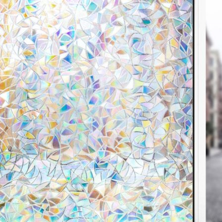 3D Regnbue Vindue Film Privatlivs Vindue-klistremerke (30x200cm)