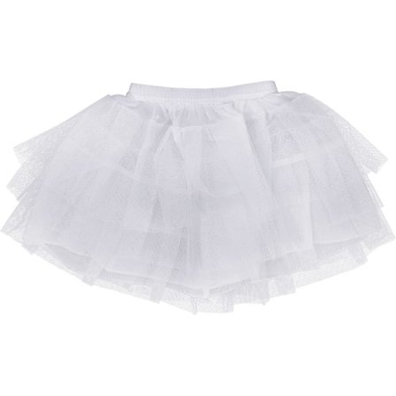 Tutu kjol blommig benfri kjol för flickor balett skiktad tyll kjol (35CM, Vit)