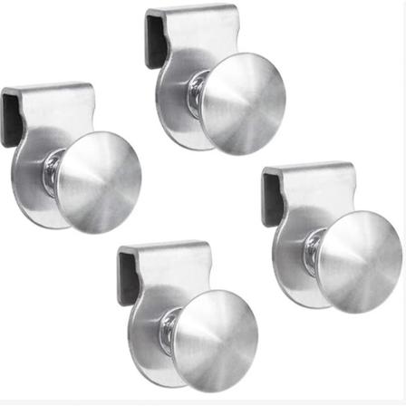 Sett med 4 glassdørhåndtak, rustfritt stål, uten boring, passer til dører 5-8 mm