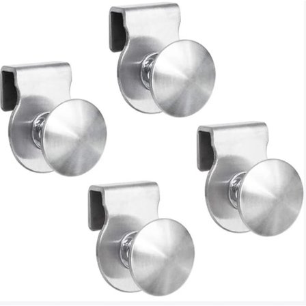 Sats om 4 glasdörrhandtag, rostfritt stål, ingen borrning, passar 5-8 mm dörrar