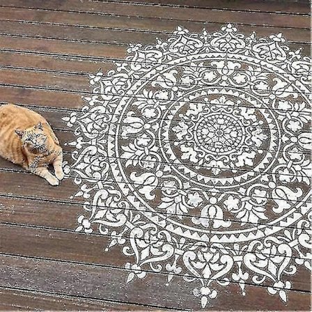 30cm Mandala Hjelpe Maleringsmal Stor Gjenbrukbar Sjablong For Gulv Vegg Fliser Stoff Møbler-YuJia