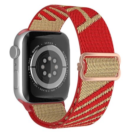 Apple Watch (41 mm) urrem i nylon med to farver - Khaki / Rød