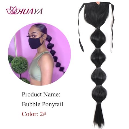 HUAYA Dragsko Lång rak hästsvans Clip In Hair Extensions Syntetiskt hår Bubble hästsvans Värmebeständigt naturligt falskt hår