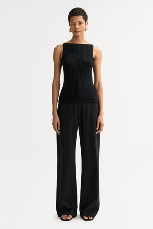 Soft Goat - Cable knit singlet - Kashmirtröja dam - M - Black