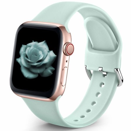 Urheiluranneke yhteensopiva Apple Watch iWatch -rannekkeiden kanssa 38mm 40mmS/M naisille ja miehille, pehmeä silikoniranneke, vaaleanvihreä