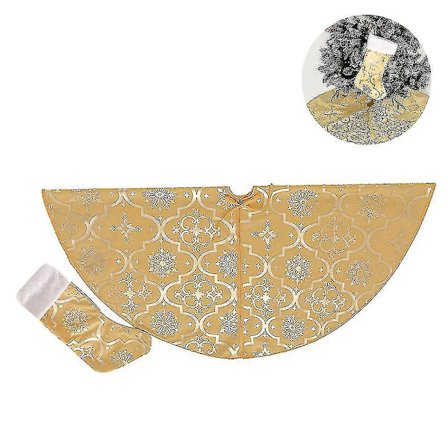 Snöflinga Julgransmatta - 120 cm Stor Julgransmatta Med God Jul Strumpa För Gott Nytt År Fest Dekorationer Prydnader (Röd)