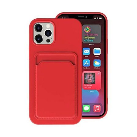 Silicone Case with Card Holder iPhone 14 Pro Max Red