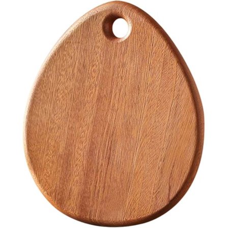 Skärbräda i trä med hänghål, serveringsbricka, multifunktionell droppformad bräda för hackning och servering